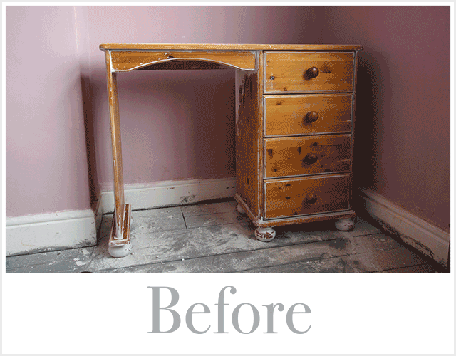 Painted dressing table before and after