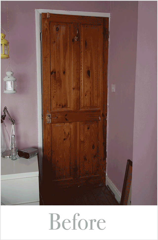 Painted door before and after