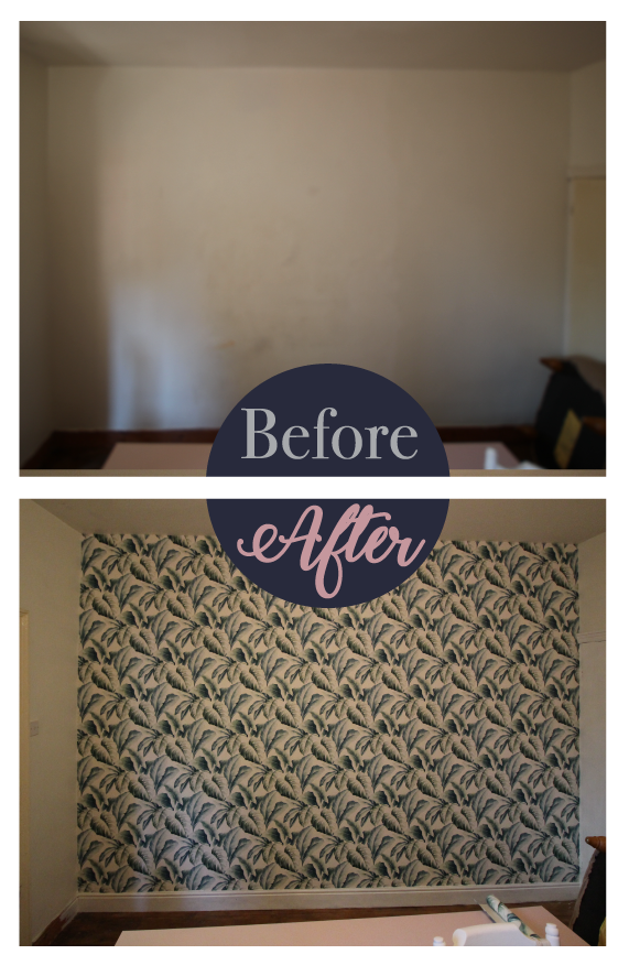 Before and after wallpapering