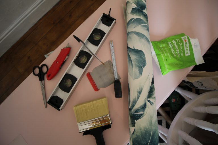 How to wallpaper a feature wall with pastethewall paper • Turning a