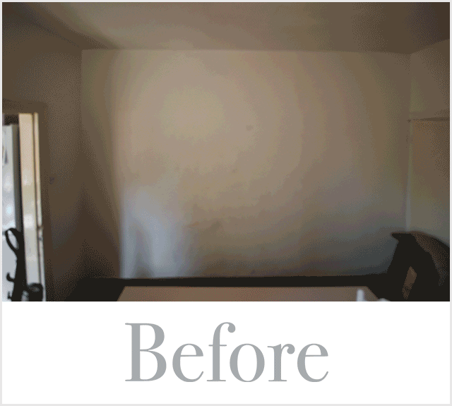 Wallpapering feature wall before and after